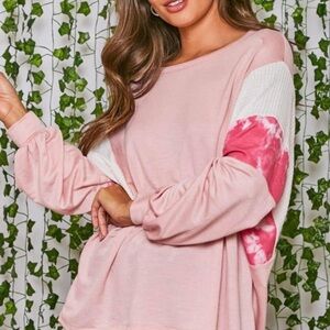 Fantastic Fawn Pink and White Sweatshirt